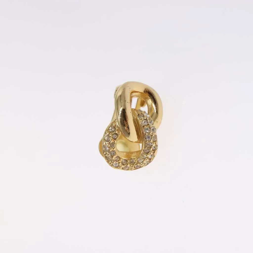 Dior Vintage Chain Link Clip-On Earrings Gold Metal Good - Back View