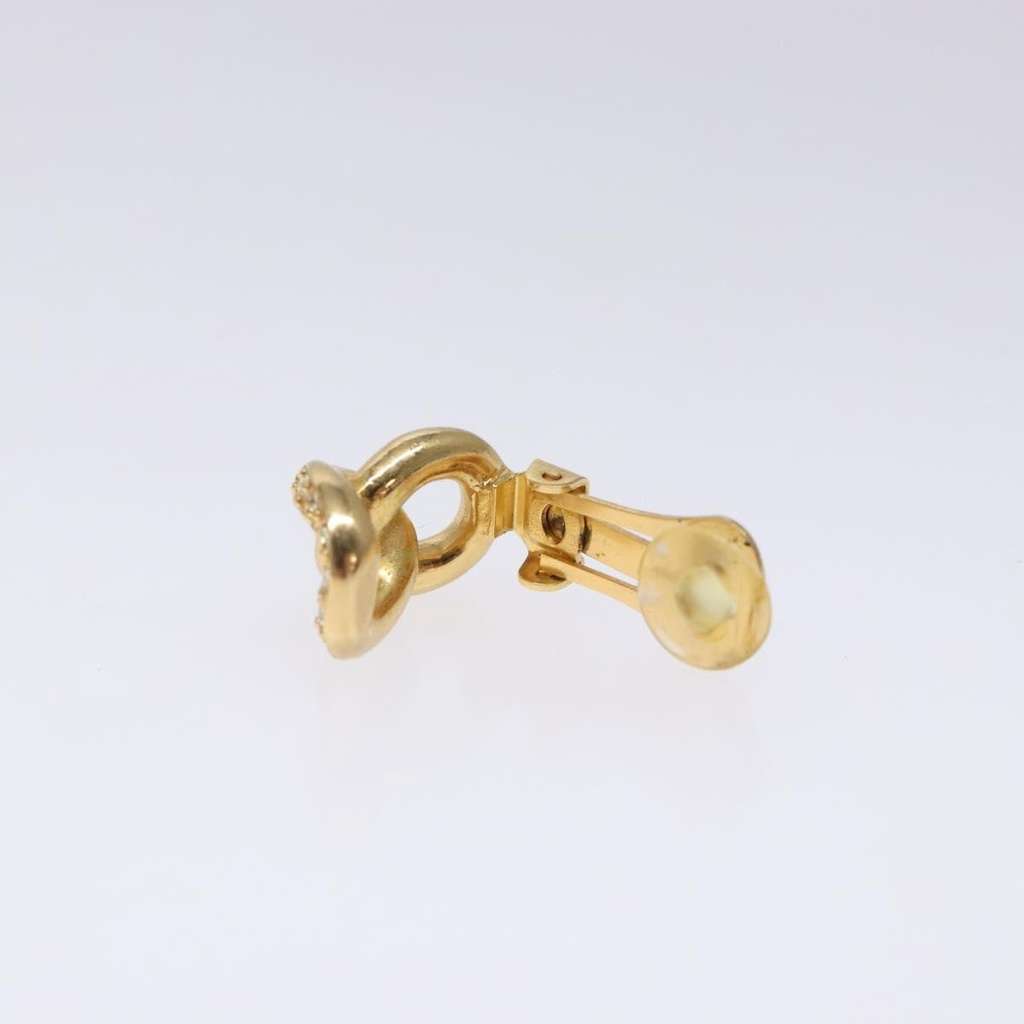 Christian Dior Vintage Chain Link Clip-On Earrings Gold Metal Good condition - Model View