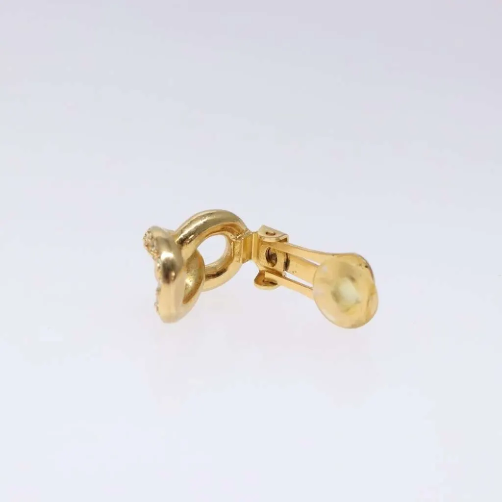 Dior Vintage Chain Link Clip-On Earrings Gold Metal Good - Model View