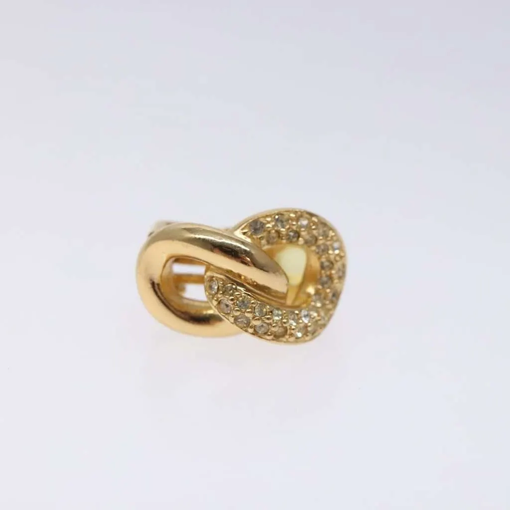 Dior Vintage Chain Link Clip-On Earrings Gold Metal Good - Box View