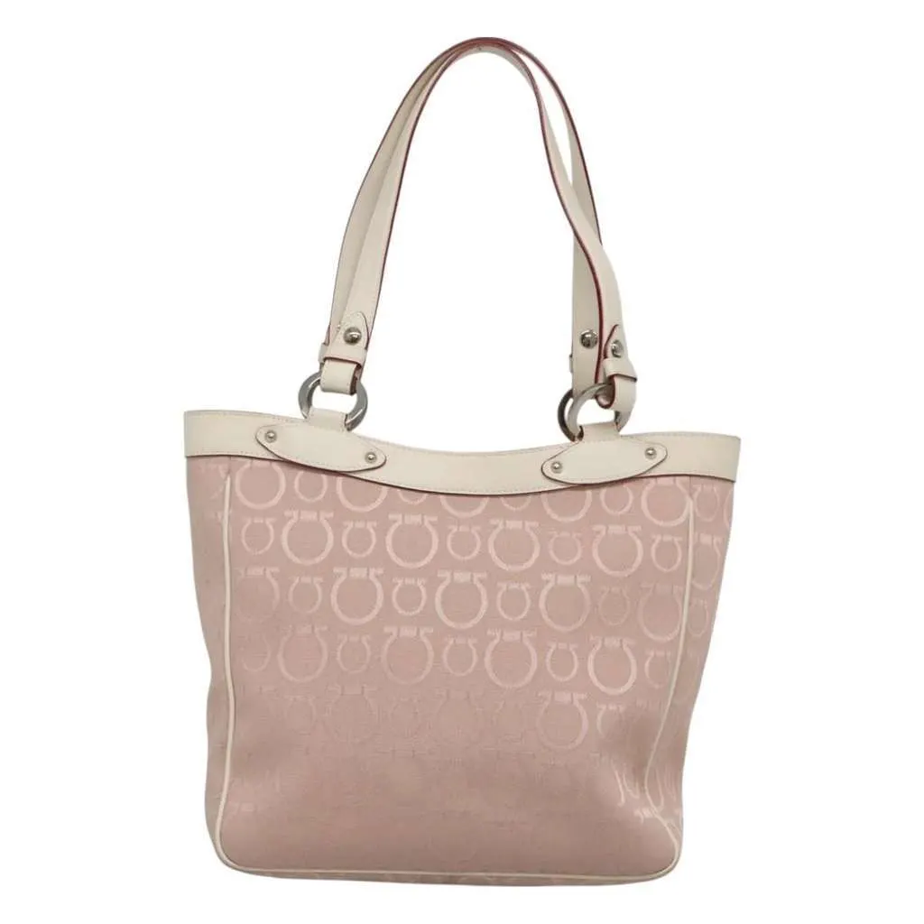 Salvatore Ferragamo Gancini Tote Pink Canvas Good - Back View