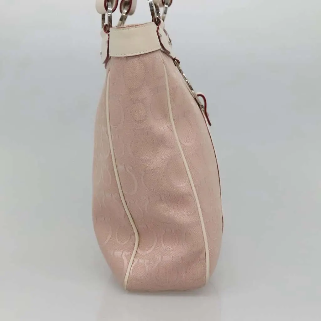 Salvatore Ferragamo Gancini Tote Pink Canvas Good - Inside View