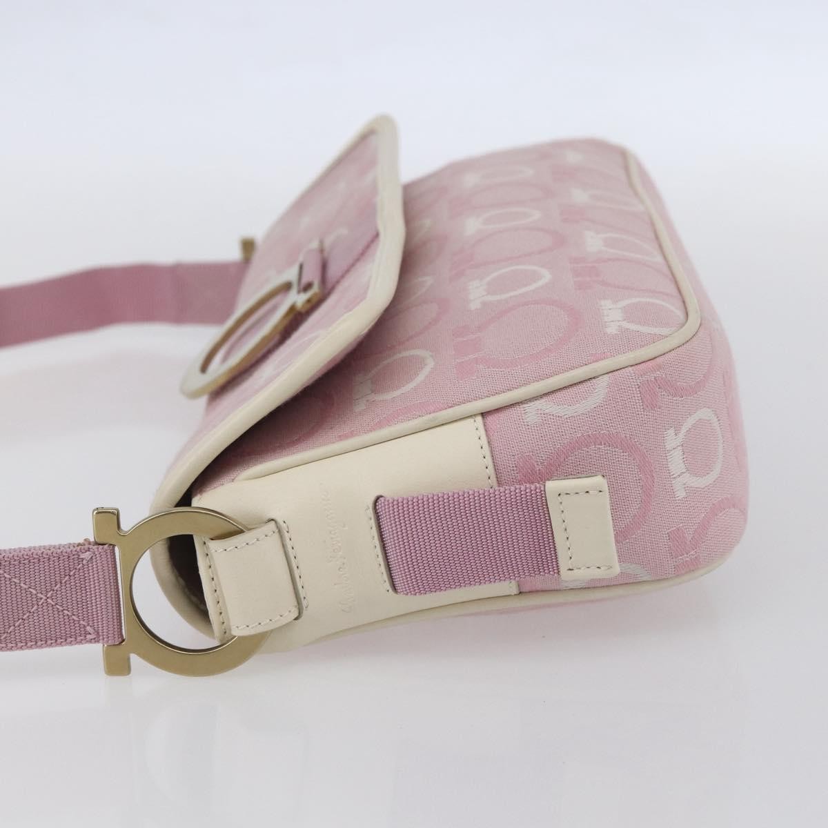 Salvatore Ferragamo Gancini Shoulder Bag Pink Canvas Good condition - Inside View