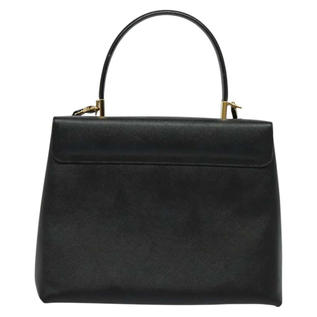 Salvatore Ferragamo Gancini Convertible Top Handle Bag Black Leather Good condition - Back View