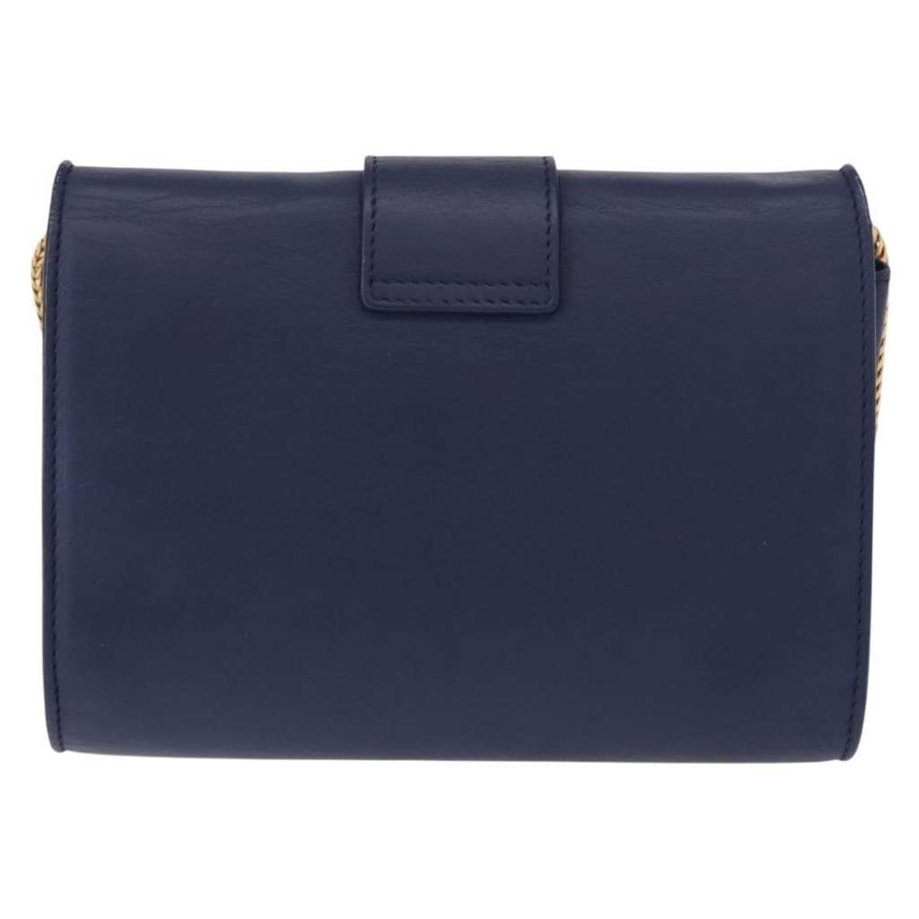 Saint Laurent Classic Y Chain Wallet Blue Leather Good condition - Back View