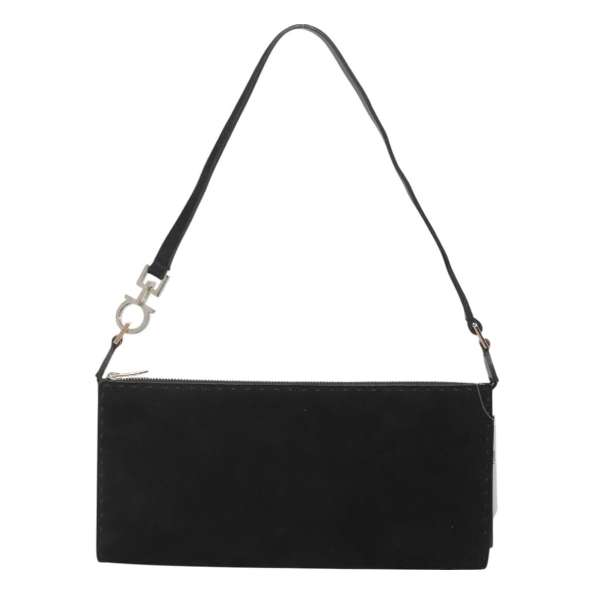 Salvatore Ferragamo Gancini handbag Black Suede Good condition - Back View
