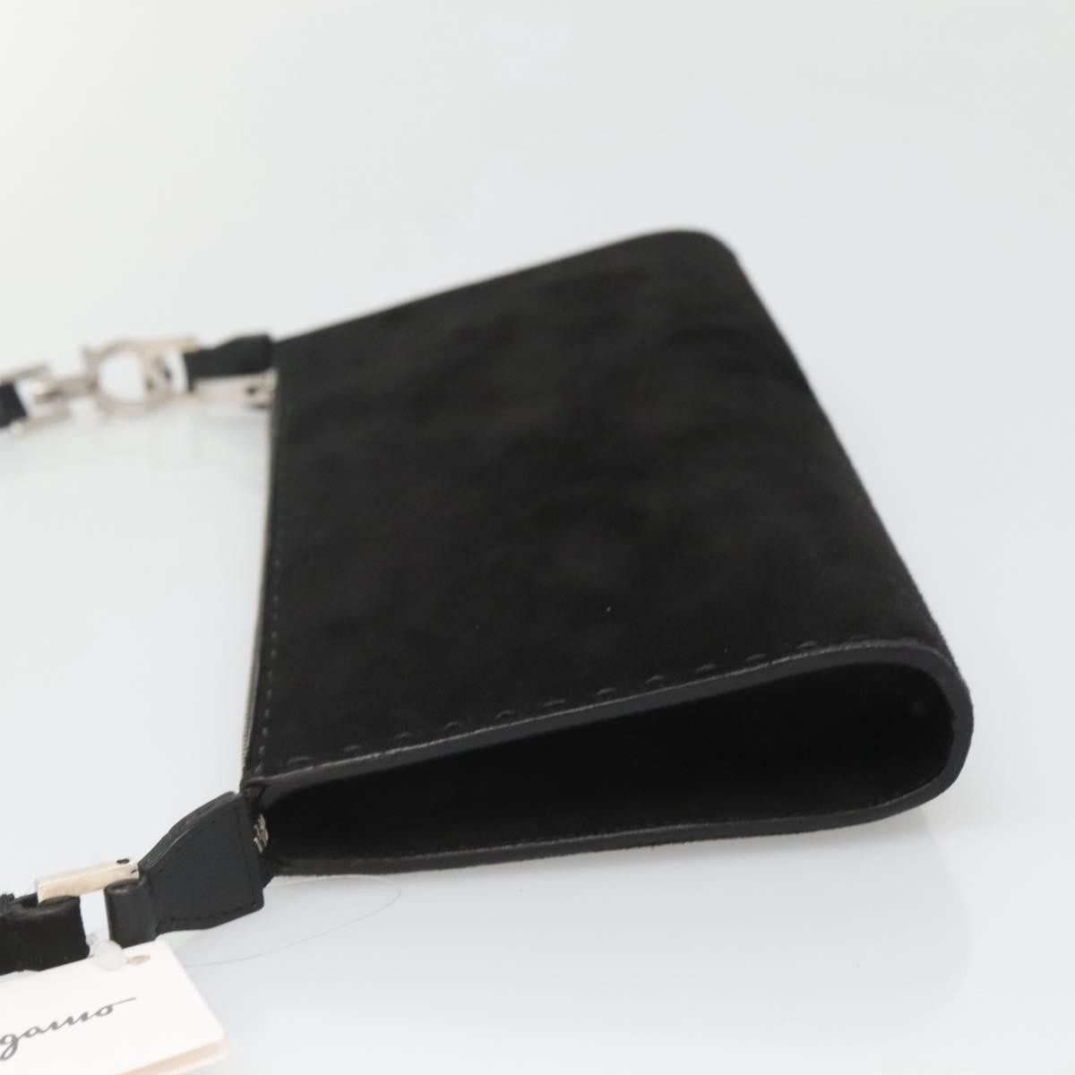 Salvatore Ferragamo Gancini handbag Black Suede Good condition - Model View