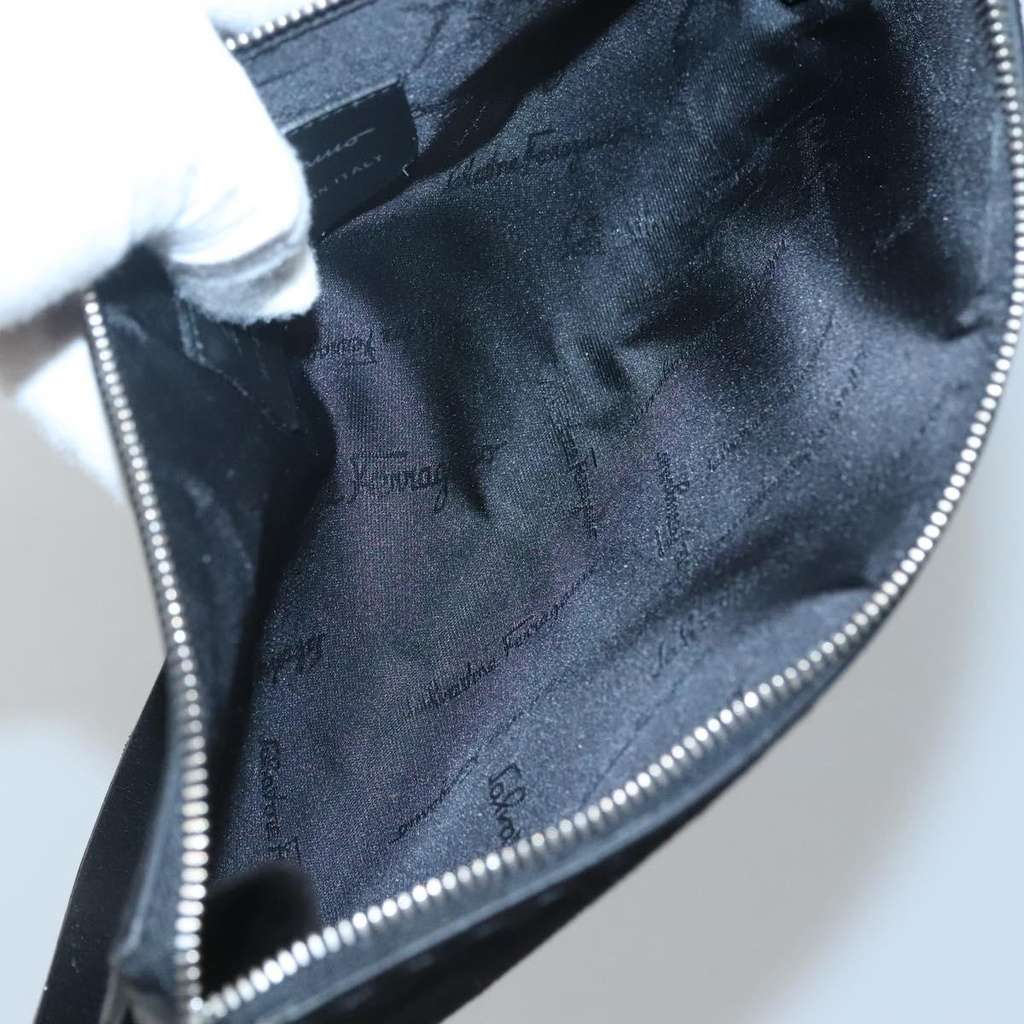 Salvatore Ferragamo Gancini handbag Black Suede Good condition - Box View