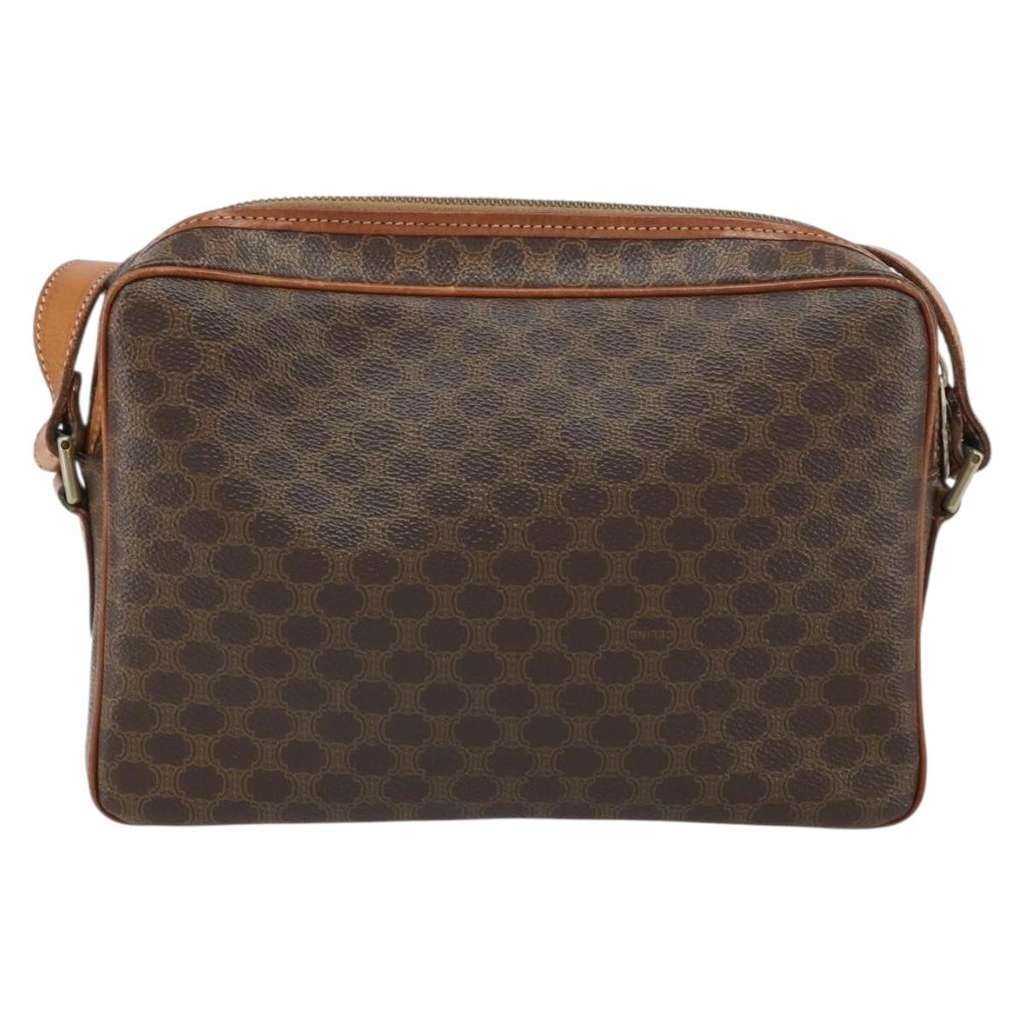 Celine Vintage Macadam Circle Logo Shoulder Bag Brown Canvas Fair condition - Back View