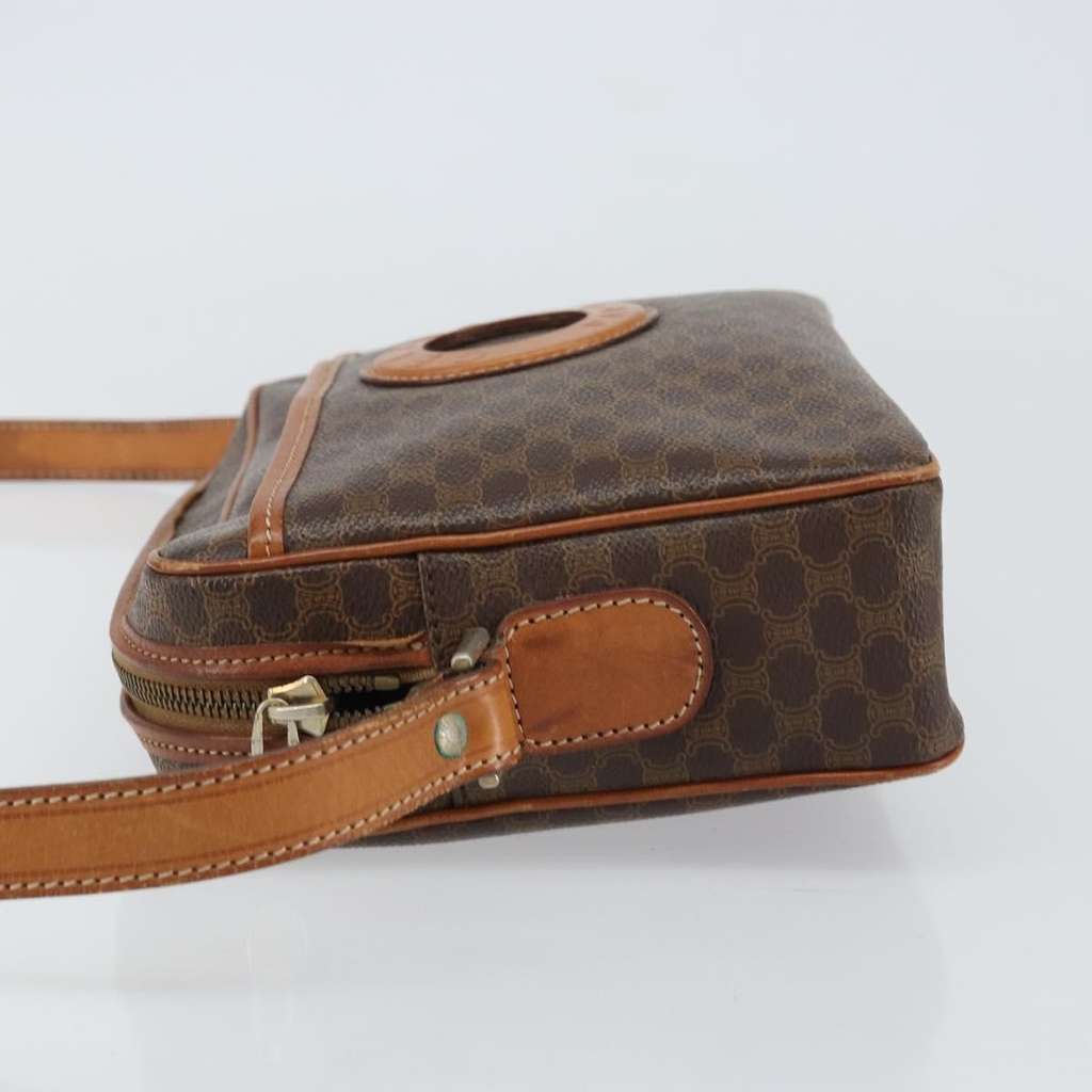 Celine Vintage Macadam Circle Logo Shoulder Bag Brown Canvas Fair condition - Model View