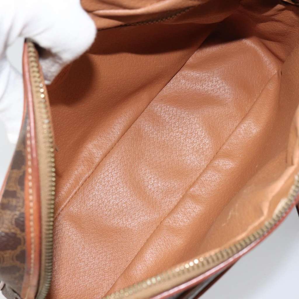 Celine Vintage Macadam Circle Logo Shoulder Bag Brown Canvas Fair condition - Box View