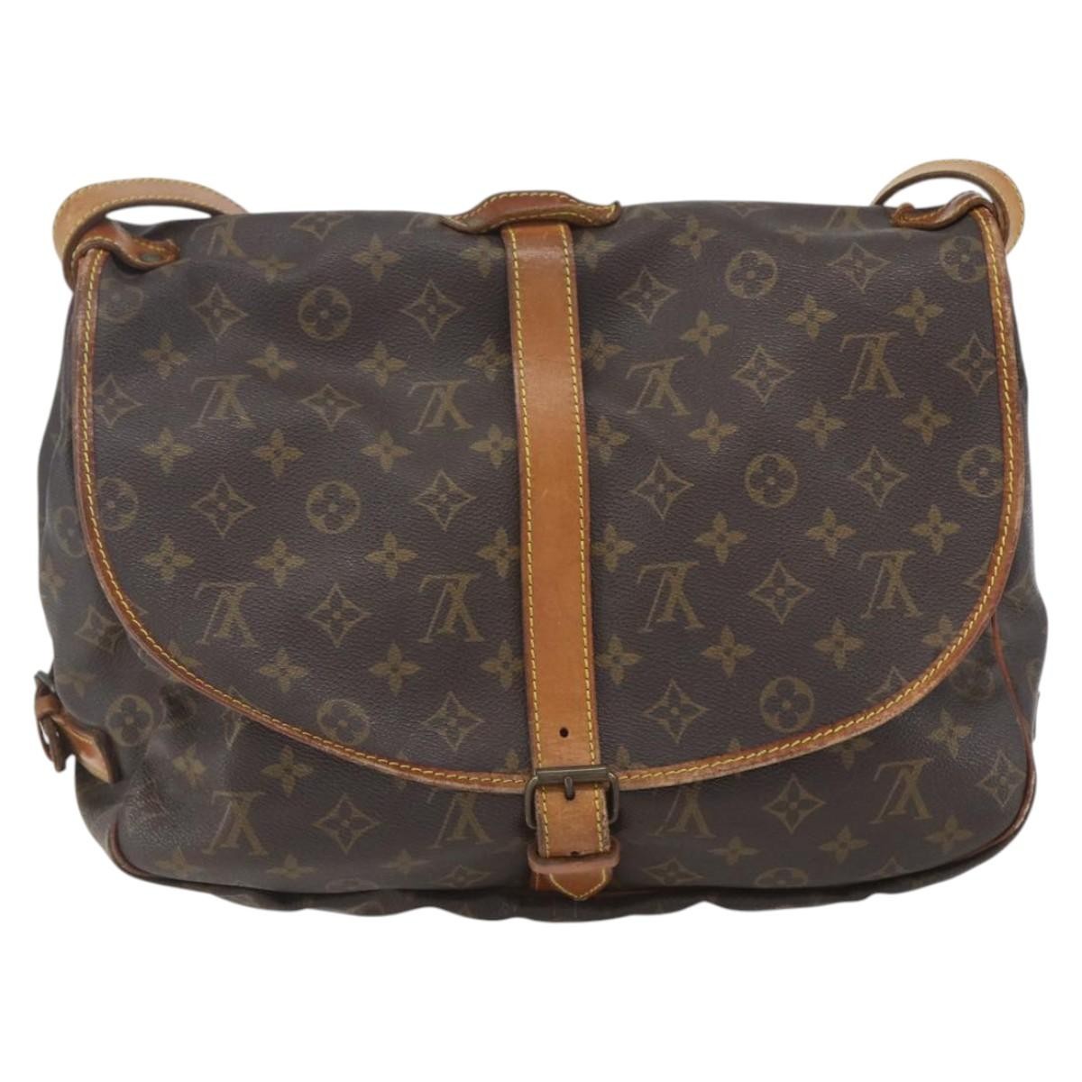 Louis Vuitton Saumur Handbag Brown Canvas Fair condition - Back View