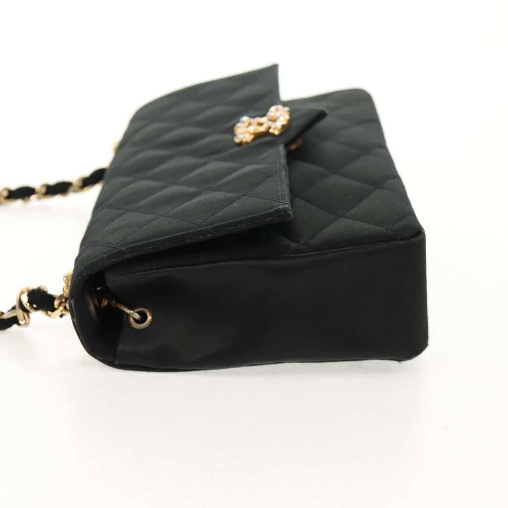 Chanel Vintage Crystal CC Flap Bag Black Satin Good condition - Inside View
