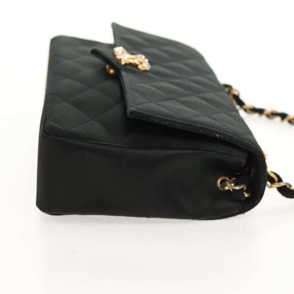Chanel Vintage Crystal CC Flap Bag Black Satin Good condition - Model View