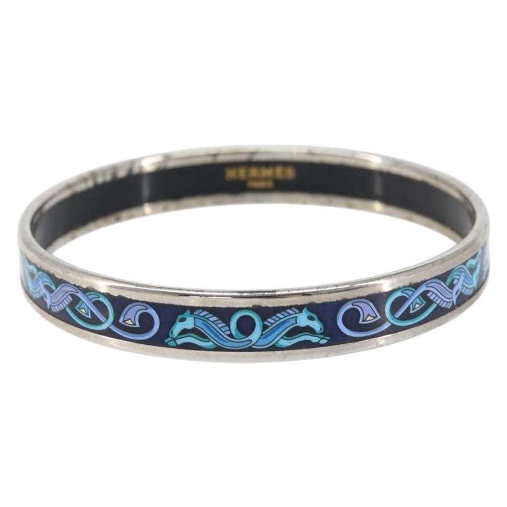 Hermès Caleche Bangle Bracelet Navy Metal Good condition - Back View