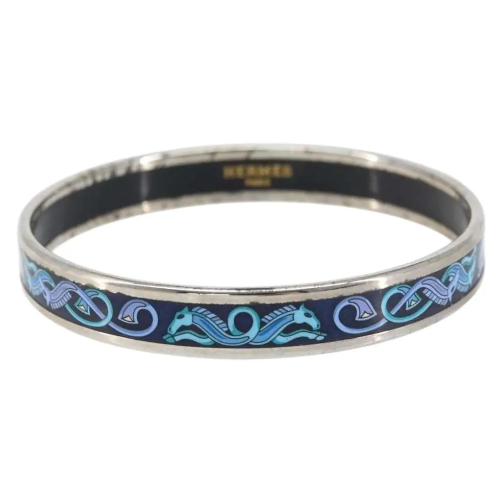 Hermès Caleche Bangle Bracelet Navy Metal Good - Back View