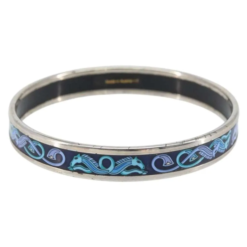 Hermès Caleche Bangle Bracelet Navy Metal Good - Inside View