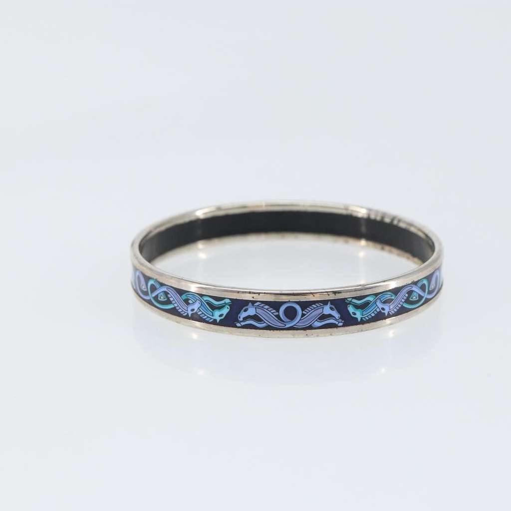 Hermès Caleche Bangle Bracelet Navy Metal Good condition - Model View