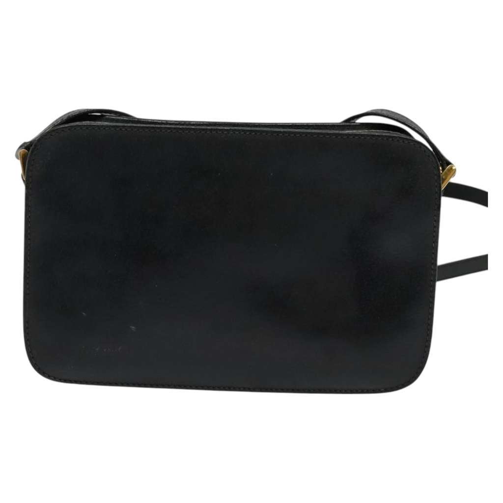 Gucci Vintage double G logo shoulder bag Black Leather Good condition - Back View