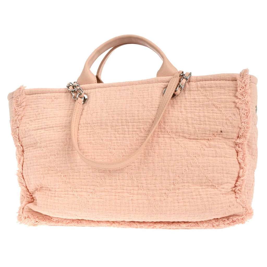 Chanel Double Face Deauville Tote Pink Canvas Good condition - Back View