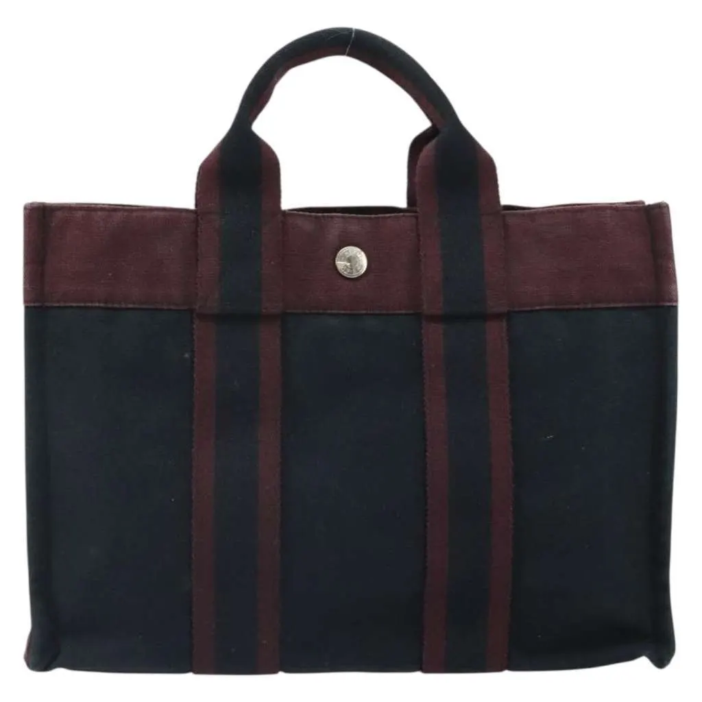 Hermès Fourre Tout Tote Black Canvas Fair - Front View