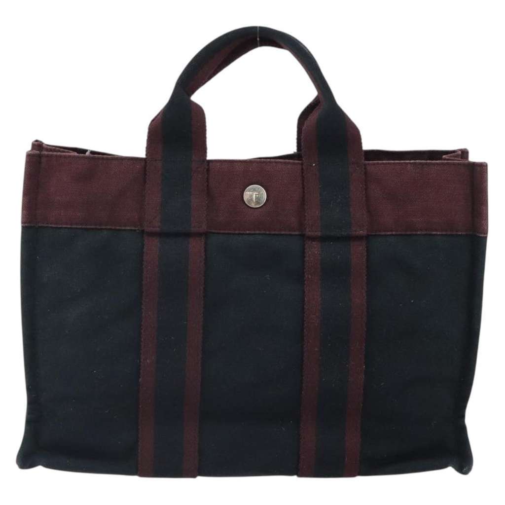 Hermès Fourre Tout Tote Black Canvas Fair condition - Back View