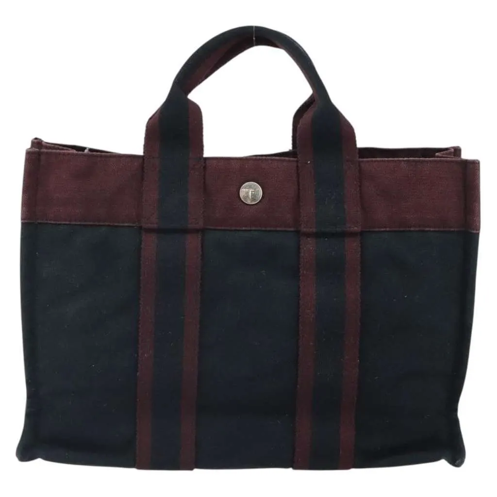 Hermès Fourre Tout Tote Black Canvas Fair - Back View