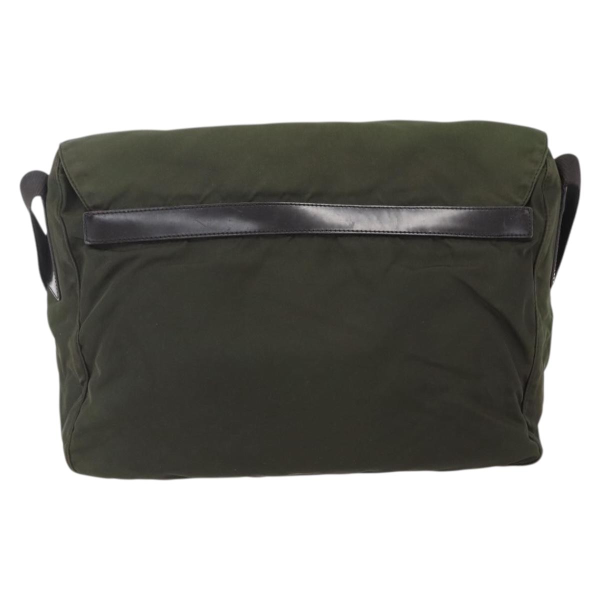 Prada Double Buckle Flap Messenger Bag Khaki Fair condition - Back View