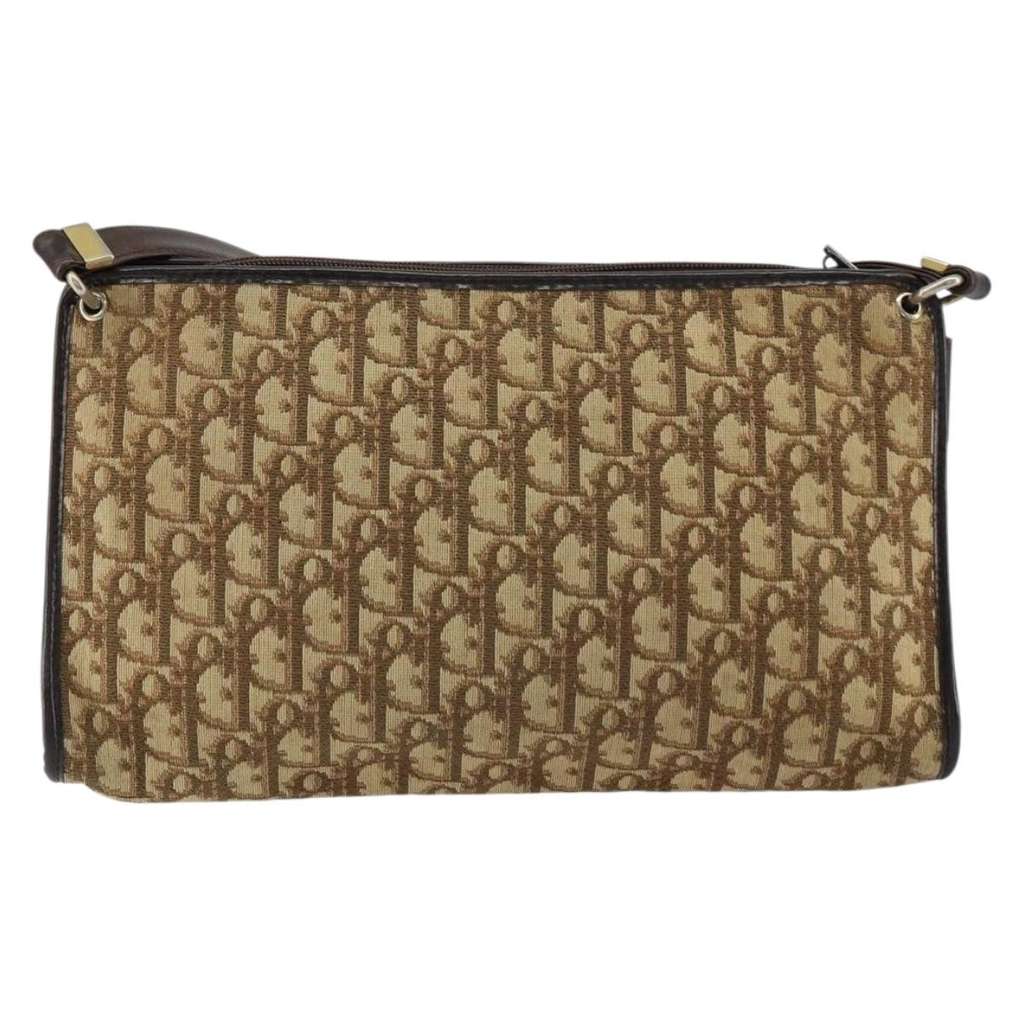 Christian Dior Vintage Trotter Shoulder Bag Beige Canvas Good condition - Back View