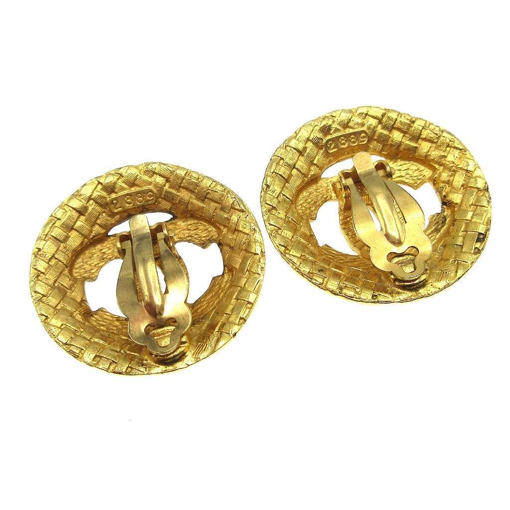 Chanel CC Button Clip-On Earrings Gold Good condition - Back View