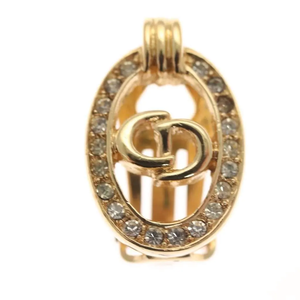 Dior Vintage CD Clip-On Earrings Gold Metal Good - Back View
