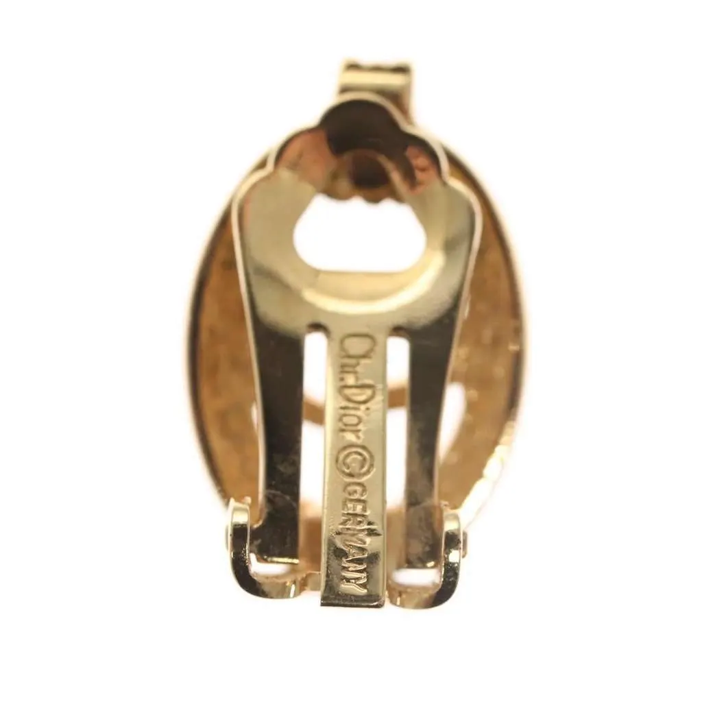 Dior Vintage CD Clip-On Earrings Gold Metal Good - Inside View