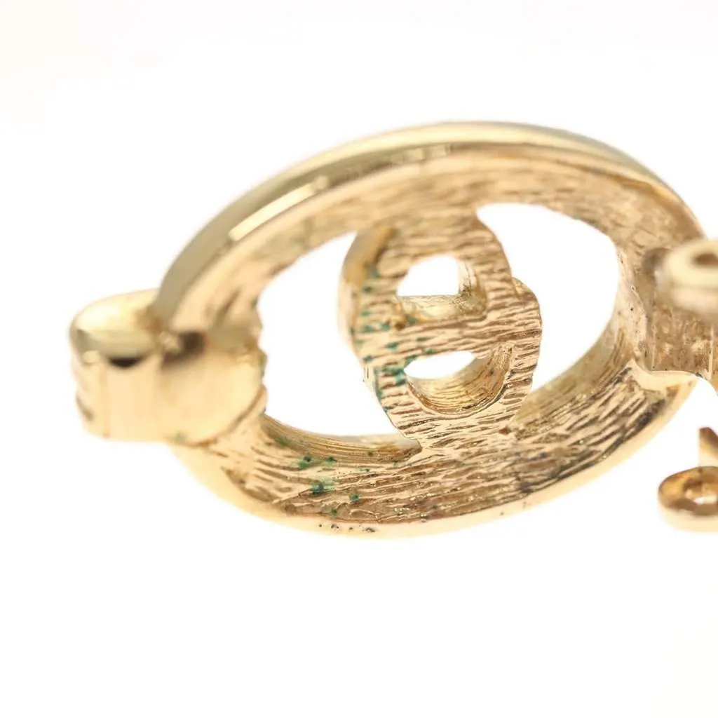Dior Vintage CD Clip-On Earrings Gold Metal Good - Box View