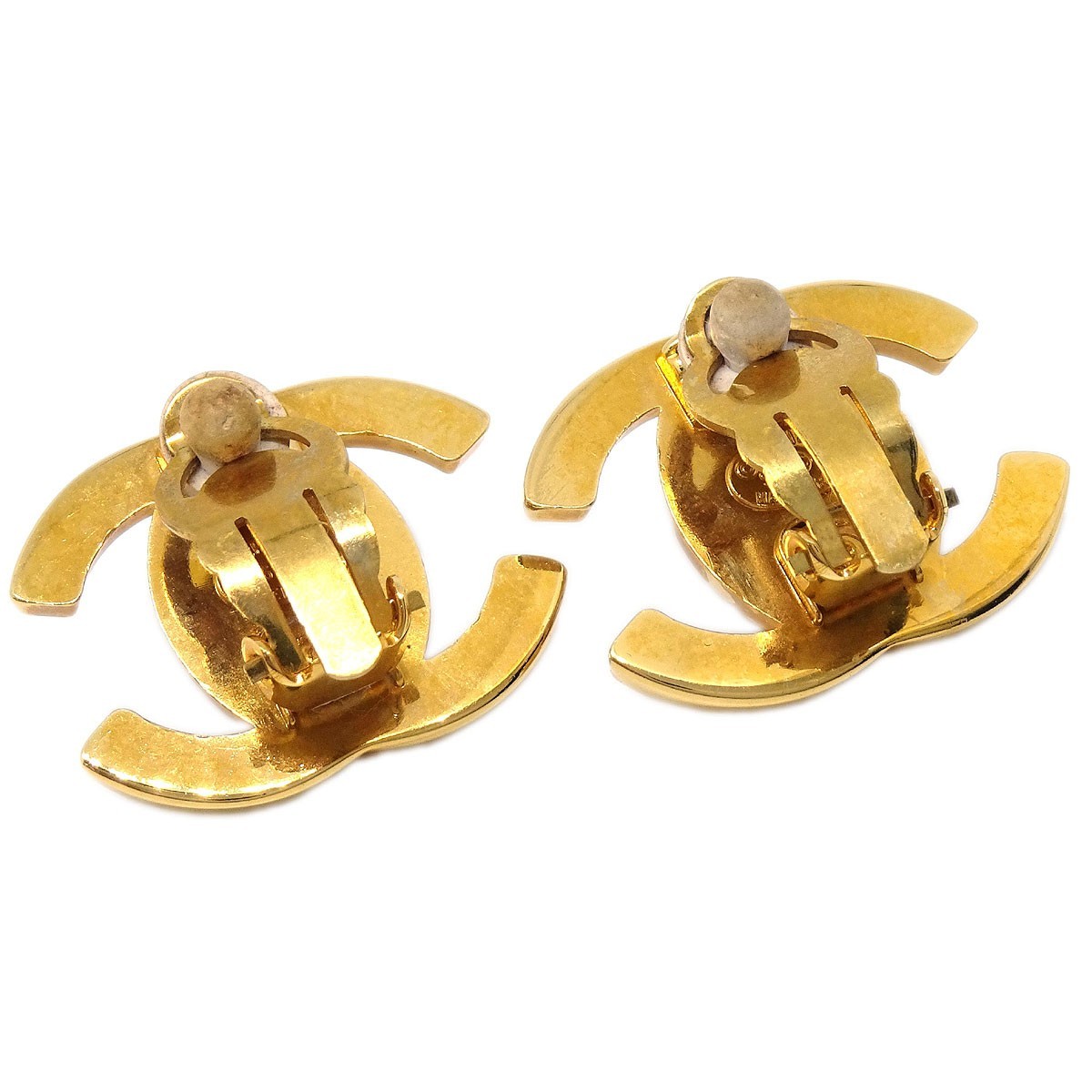 Chanel CC Turnlock Clip-On Earrings Gold Good condition - Back View