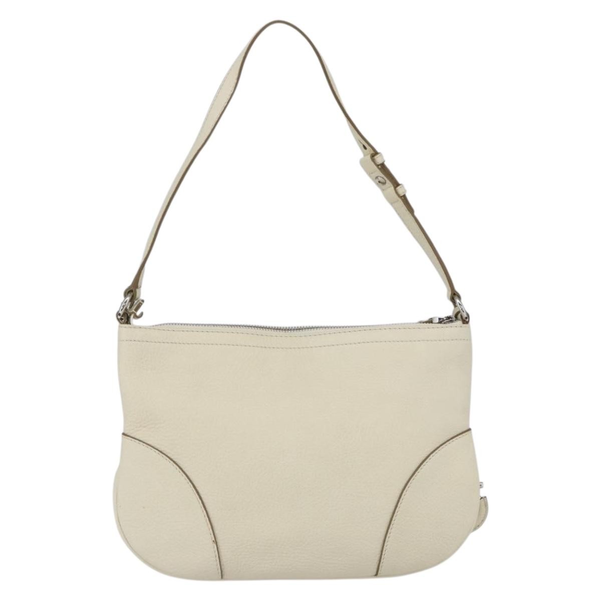 Salvatore Ferragamo Gancini Shoulder Bag White Leather Good condition - Back View
