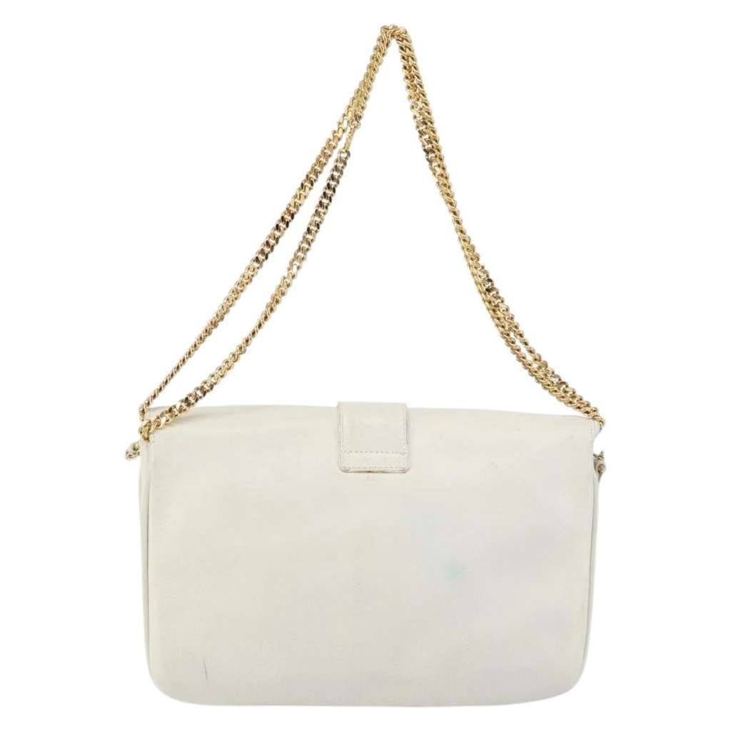 Celine Vintage Shoulder Bag White Leather Good condition - Back View
