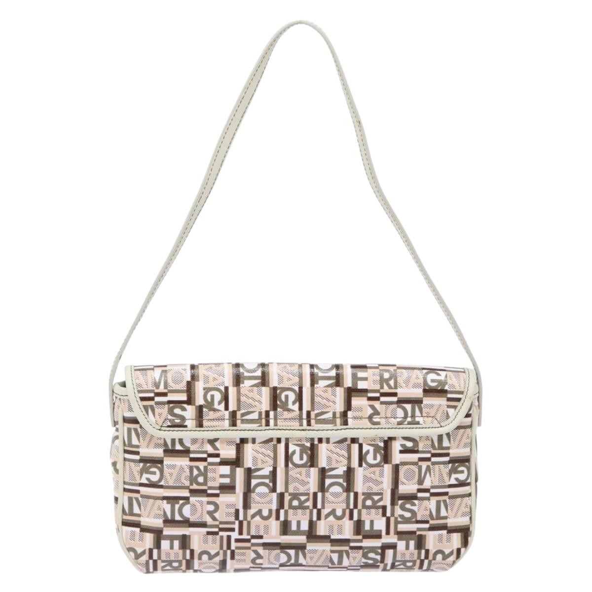 Salvatore Ferragamo Vintage clutch Bag Beige Canvas Good condition - Back View