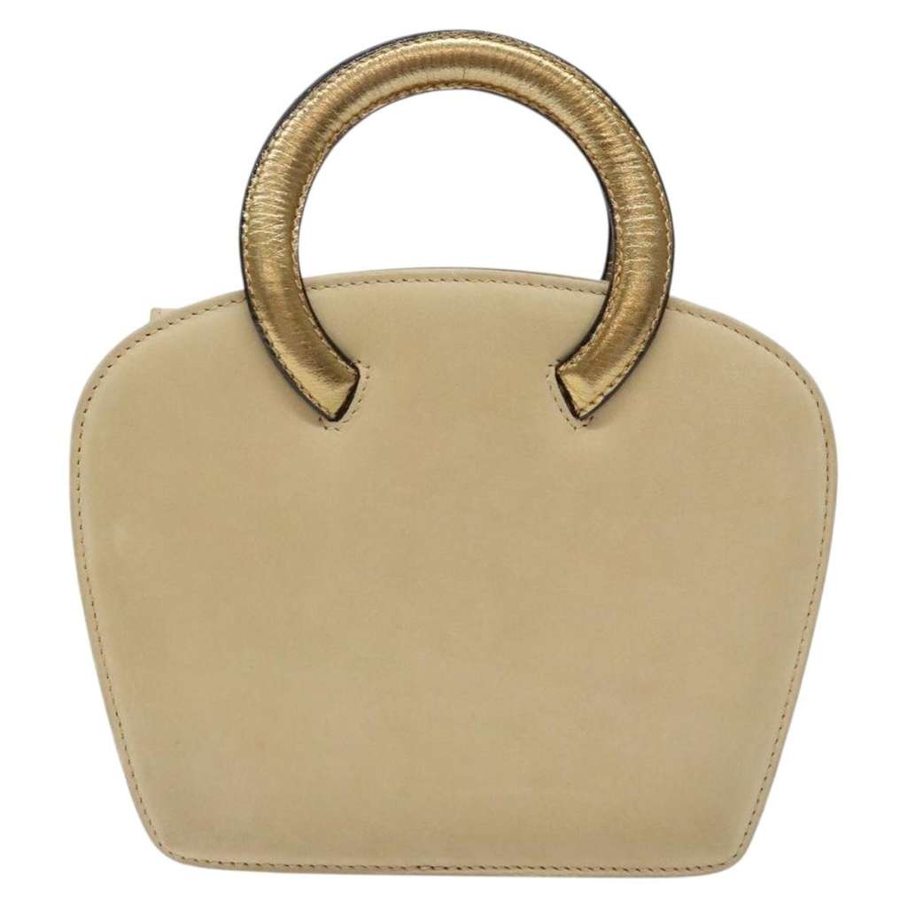 Salvatore Ferragamo Vintage Handbag Beige Suede Good condition - Back View