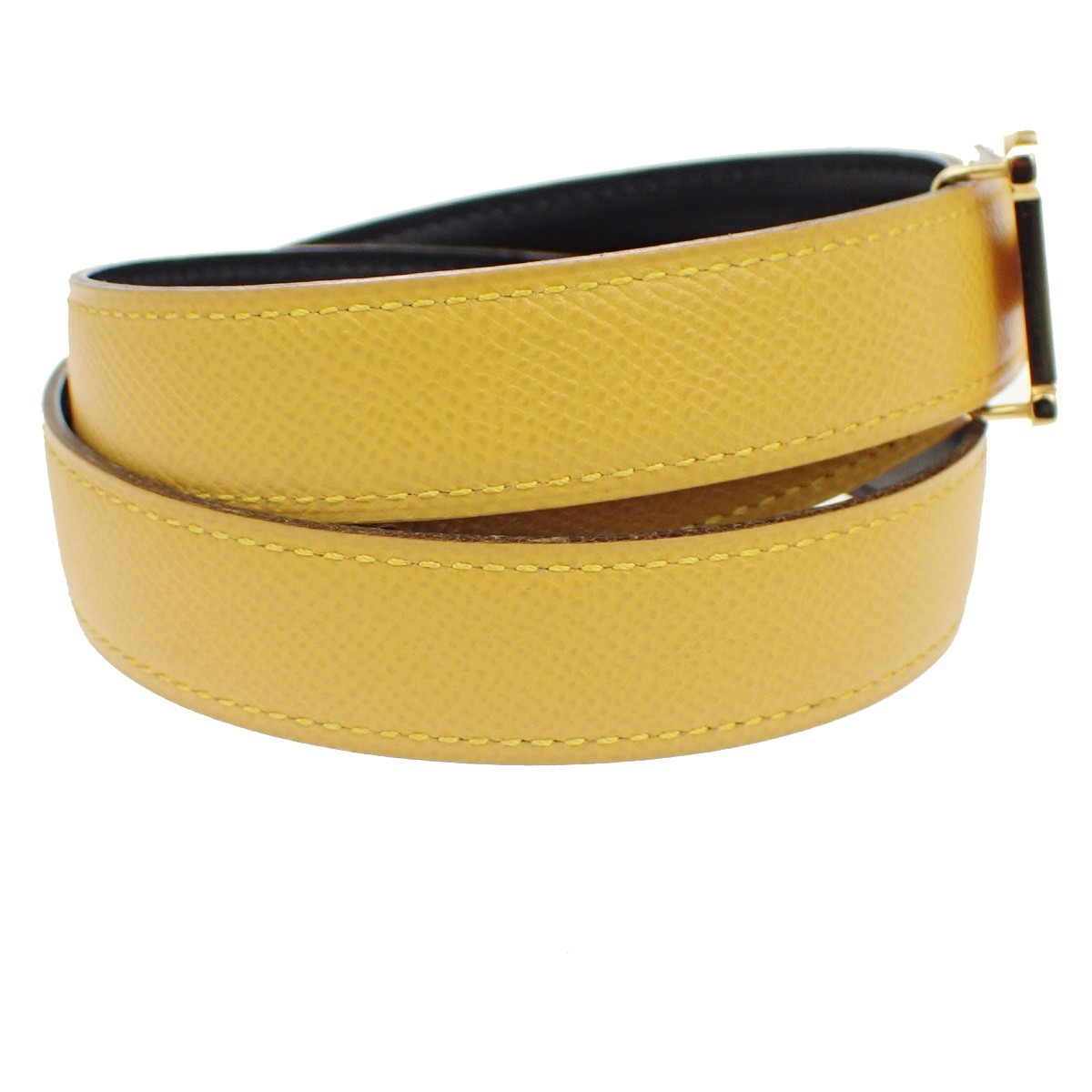 Hermès Constance Reversible Belt Yellow Leather Good condition - Inside View