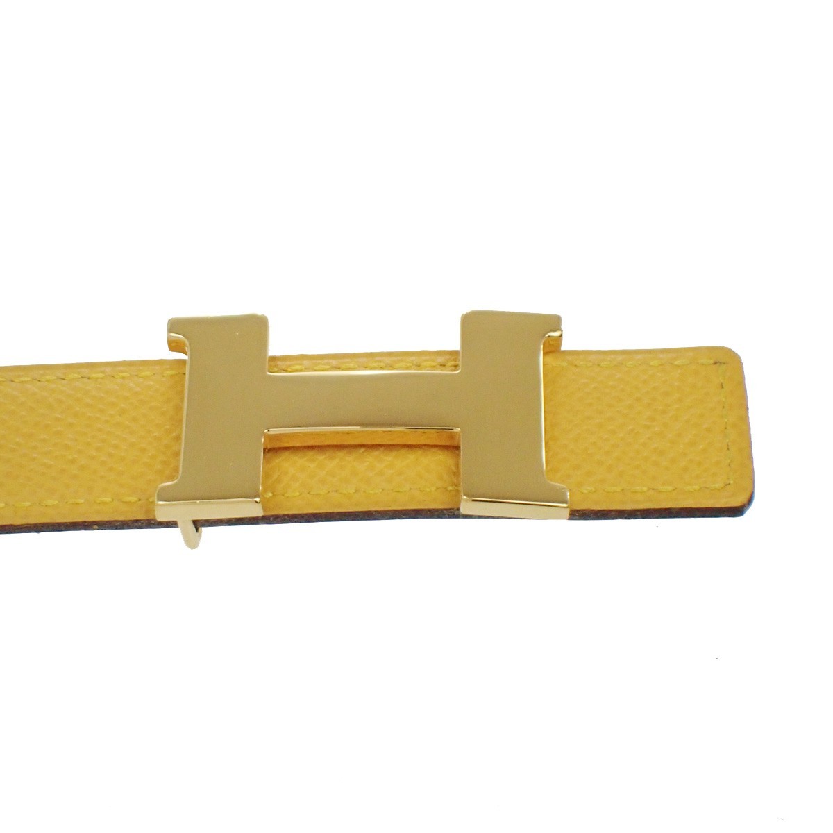 Hermès Constance Reversible Belt Yellow Leather Good condition - Model View