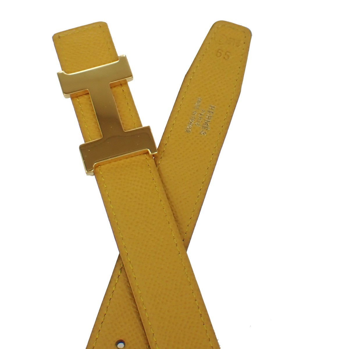 Hermès Constance Reversible Belt Yellow Leather Good condition - Box View