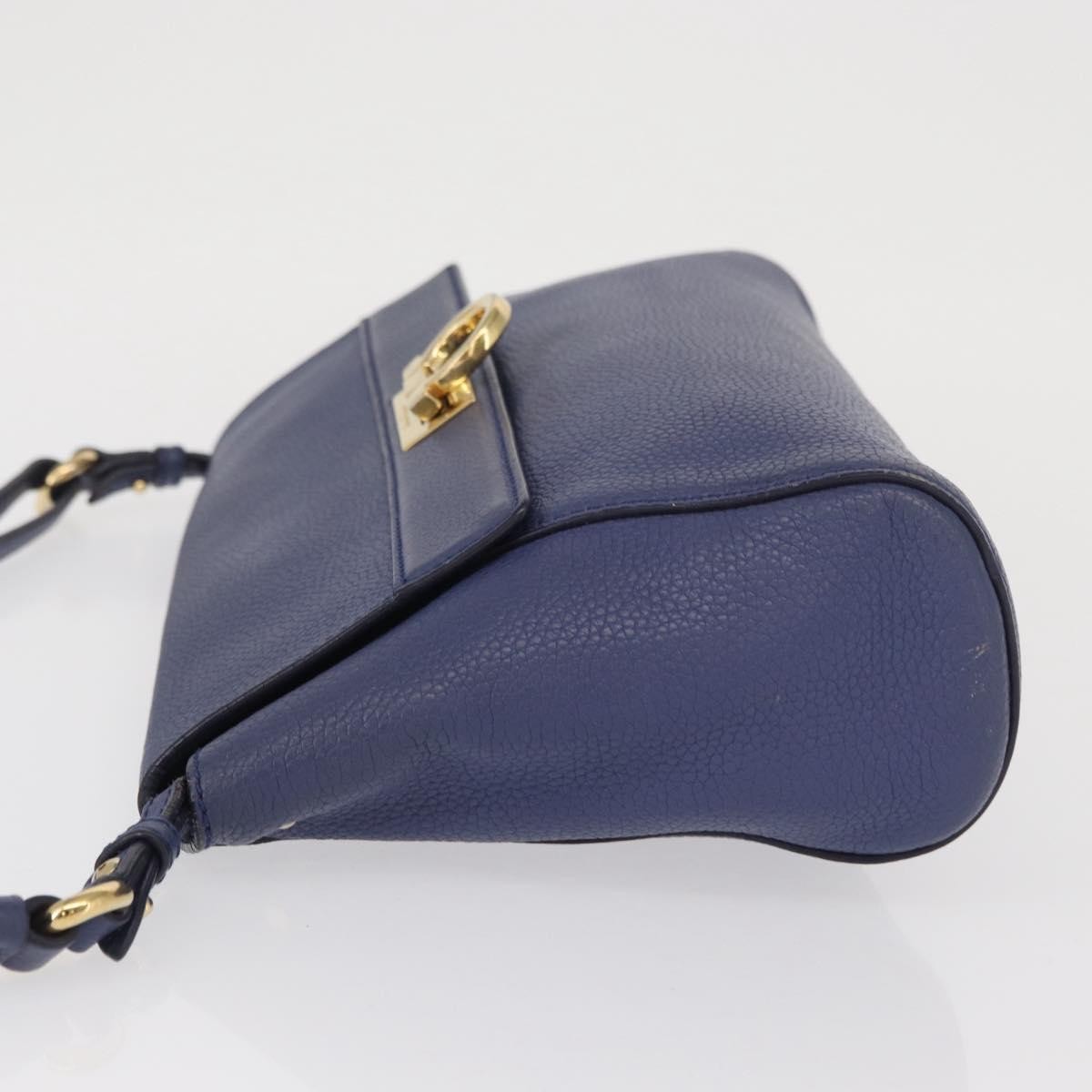Salvatore Ferragamo Abbey Shoulder Bag Navy Leather Good condition - Model View
