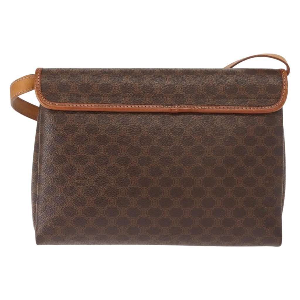 Celine Vintage Macadam Shoulder Bag Brown Canvas Good condition - Back View