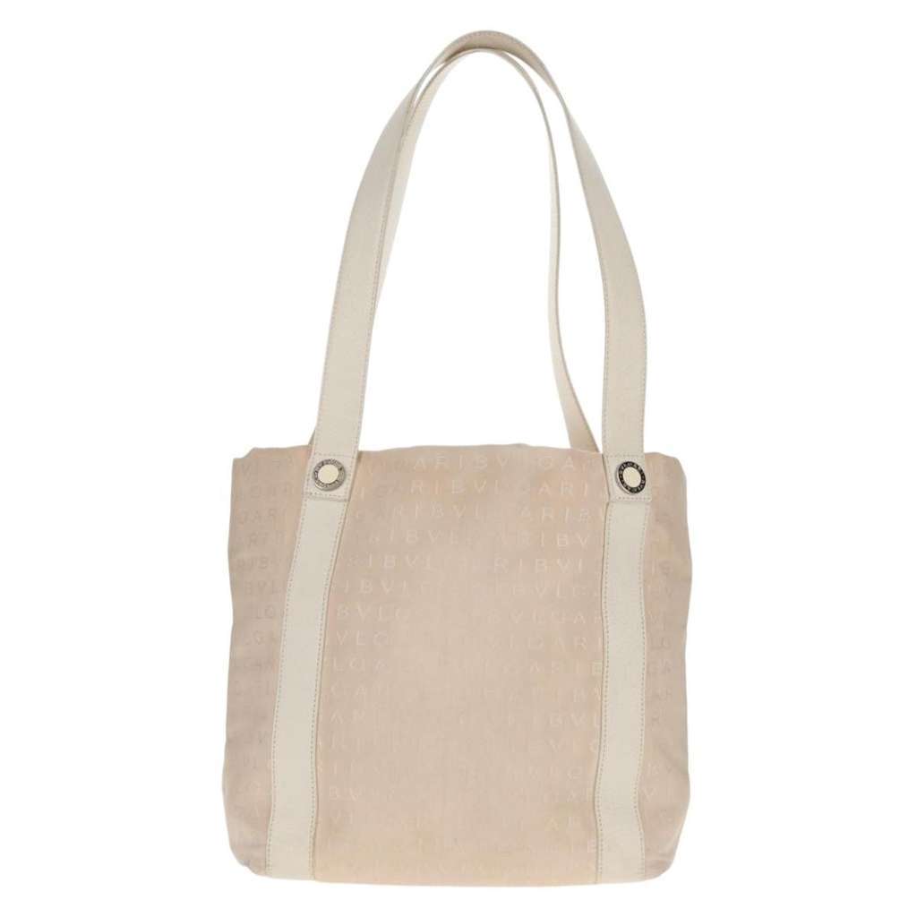 Bvlgari Logomania Tote bag Beige Canvas Fair condition - Back View