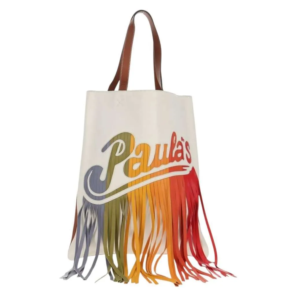 Loewe Paula's Ibiza Fringe Tote Brown Leather Good - Front View