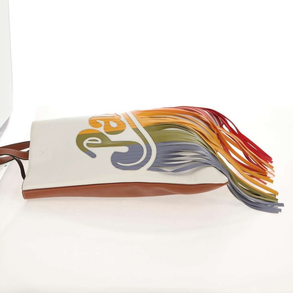 Loewe Paula's Ibiza Fringe Tote Brown Leather Good condition - Inside View