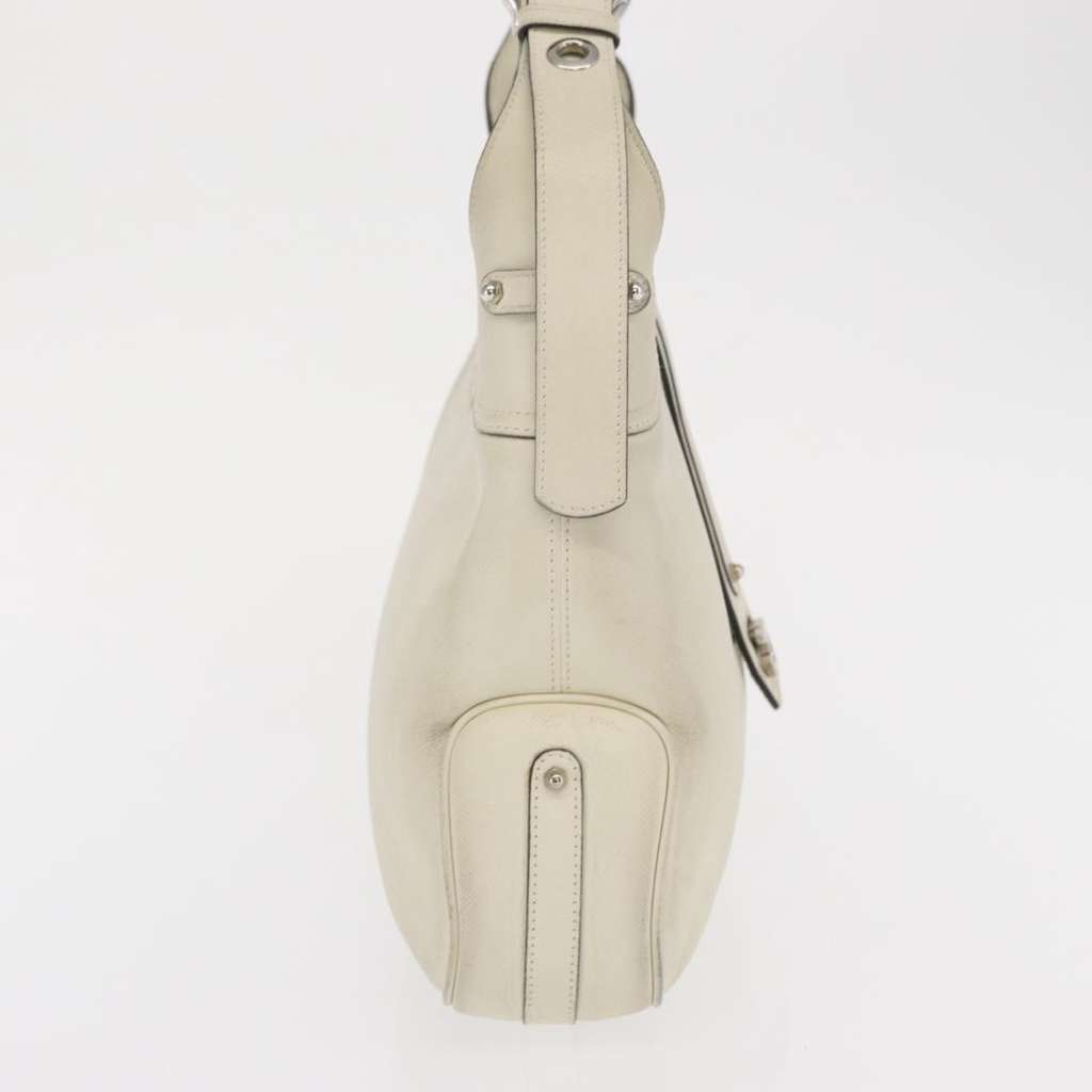 Salvatore Ferragamo Gancini Shoulder Bag Ecru Leather Fair condition - Model View