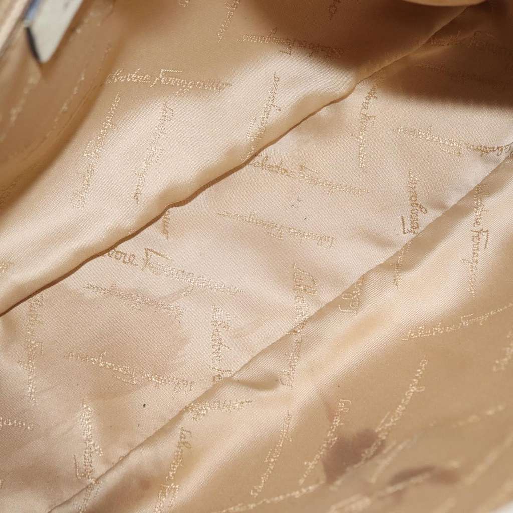 Salvatore Ferragamo Gancini Shoulder Bag Ecru Leather Fair condition - Box View