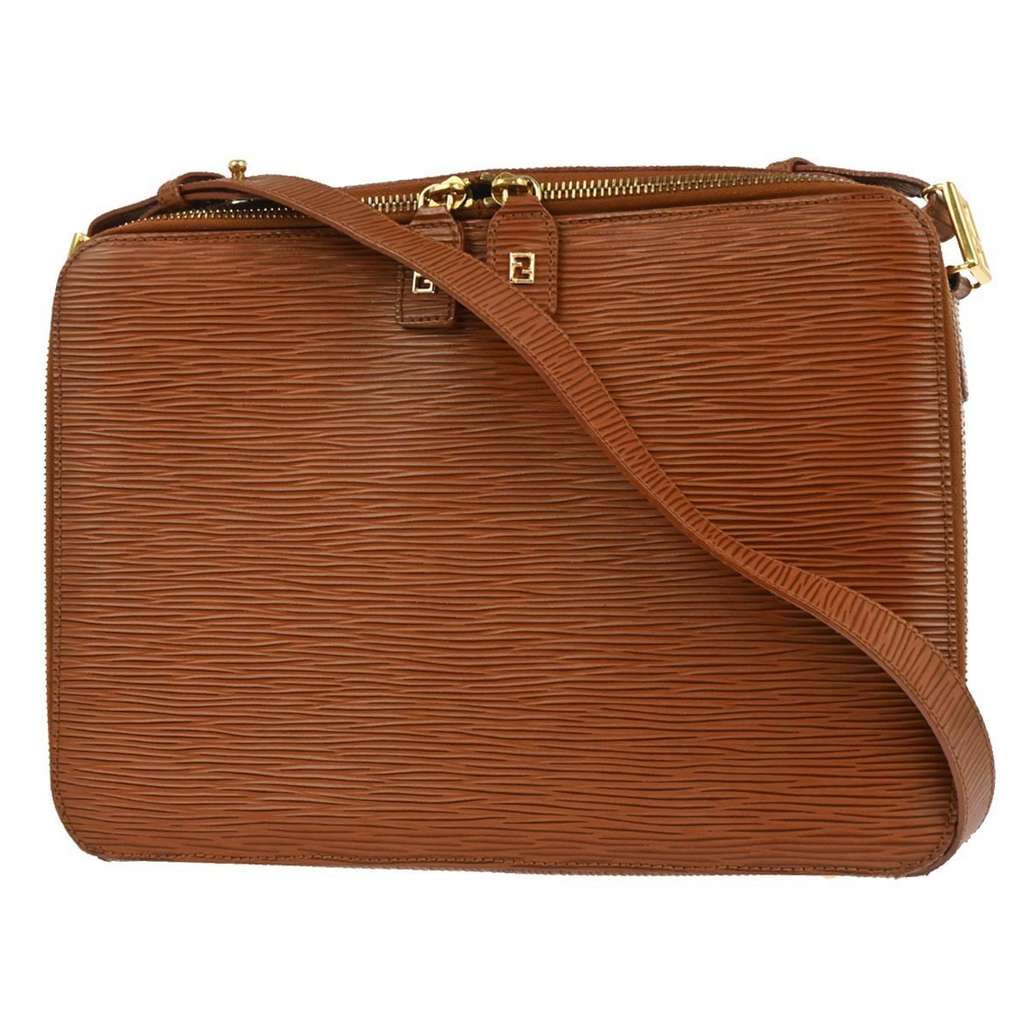 Fendi Vintage Shoulder Bag Brown Leather Good condition - Back View