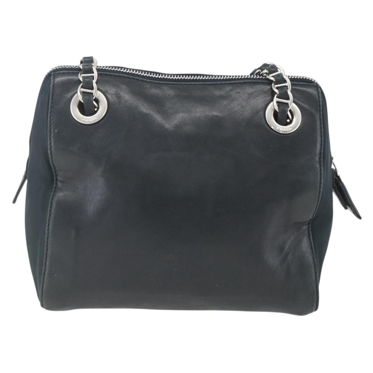 Prada Vintage Chain Shoulder Bag Navy Leather Fair condition - Back View